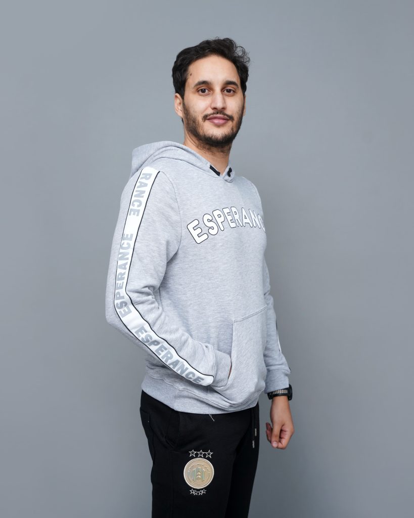 Hoodie Espérance Banda EST gris avec bandes ESPERANCE sur manches et capuche