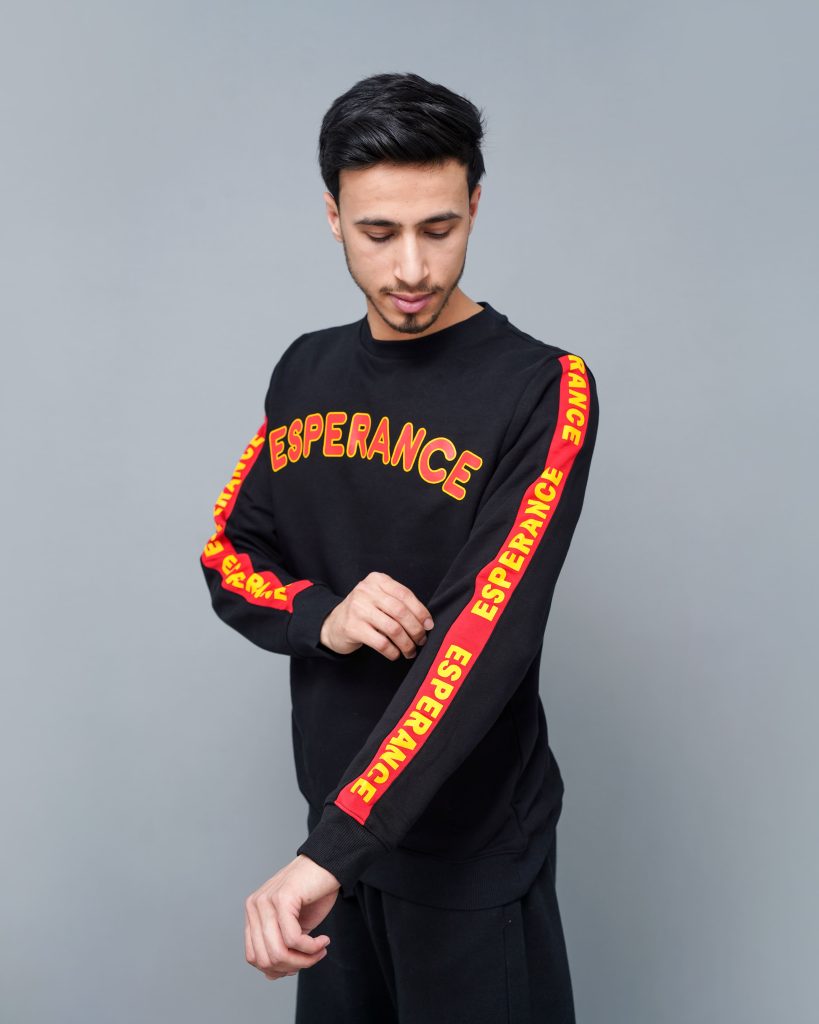 Sweatshirt Espérance Kappa Banda officiel – modèle noir ou gris avec bandes latérales rouges et jaunes