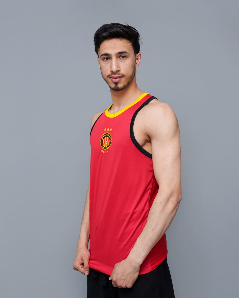 Débardeur Espérance Champions League 2022 rouge sans manches avec logo officiel