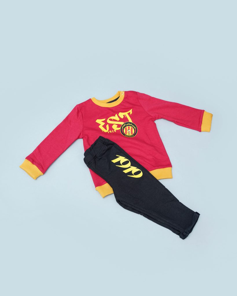 Jogging Bébé Espérance Champions League 2024 rouge et noir avec logo EST et motif 1919