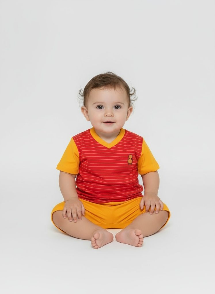 Tenue bébé Espérance 2025 coton rouge jaune